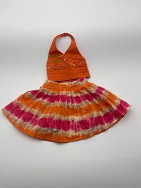 American Girl Doll Jess Meet Outfit Halter Tie-Dye Skater Dress Skirt Pink 2006